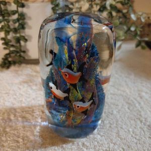 Murano Style Art Glass Fish Aquarium Piece / Paperweight